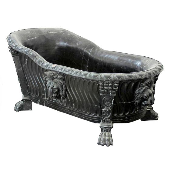 high polished black marble stone lion feet bathtub